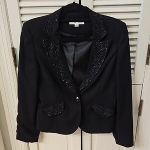 Morgan Miller Black Blazer with Embroidered Lapels